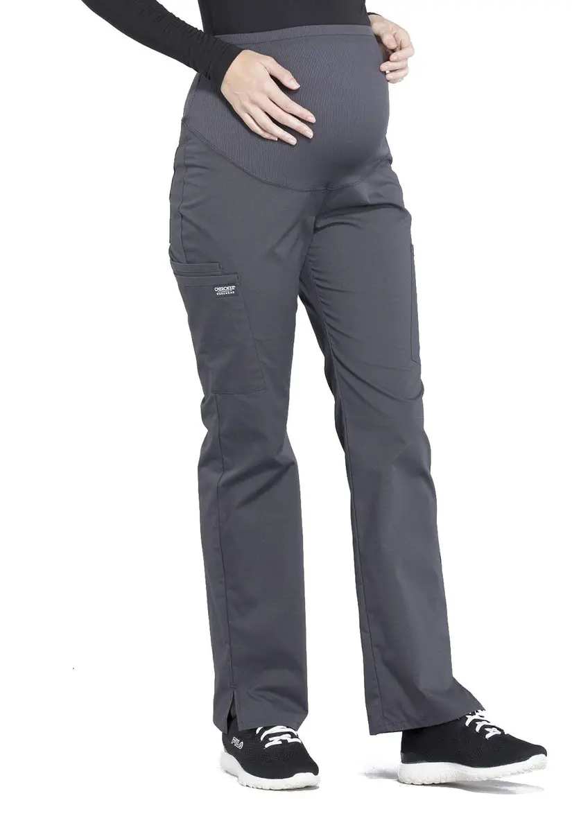 Cherokee WW Professionals Maternity Scrub Pants for Women Straight Leg Pewter XS | Supportive, Comfortable & Flattering Fit - view 4