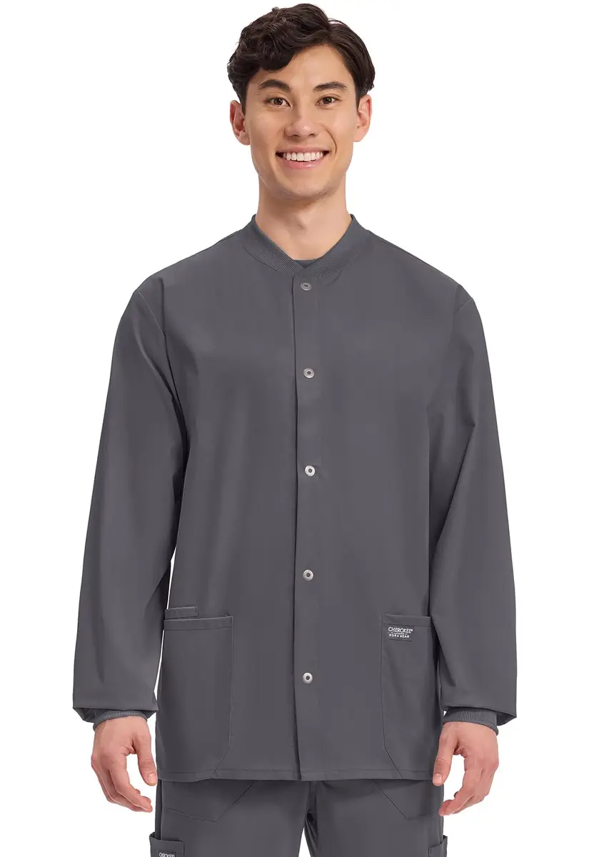 Cherokee Men Scrub Jacket Snap Front Long Sleeve | Professional Medical Uniform (70-120 chars) - main product image