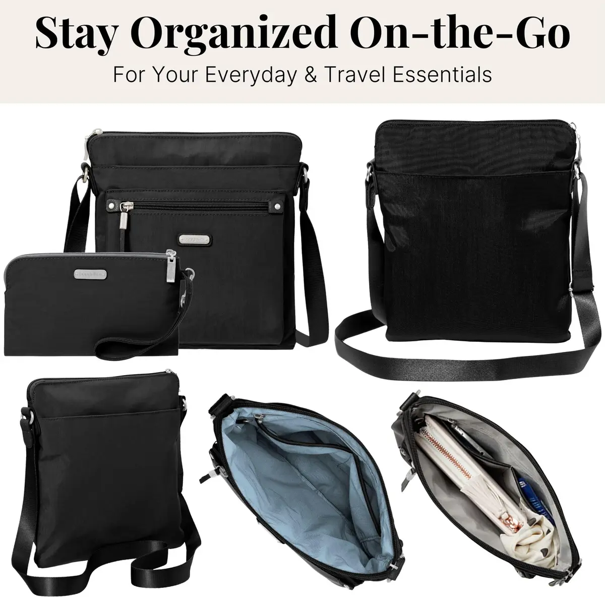 Baggallini Go Bagg with RFID Wristlet - Lightweight Travel Purse Crossbody Bag for Women - view 8