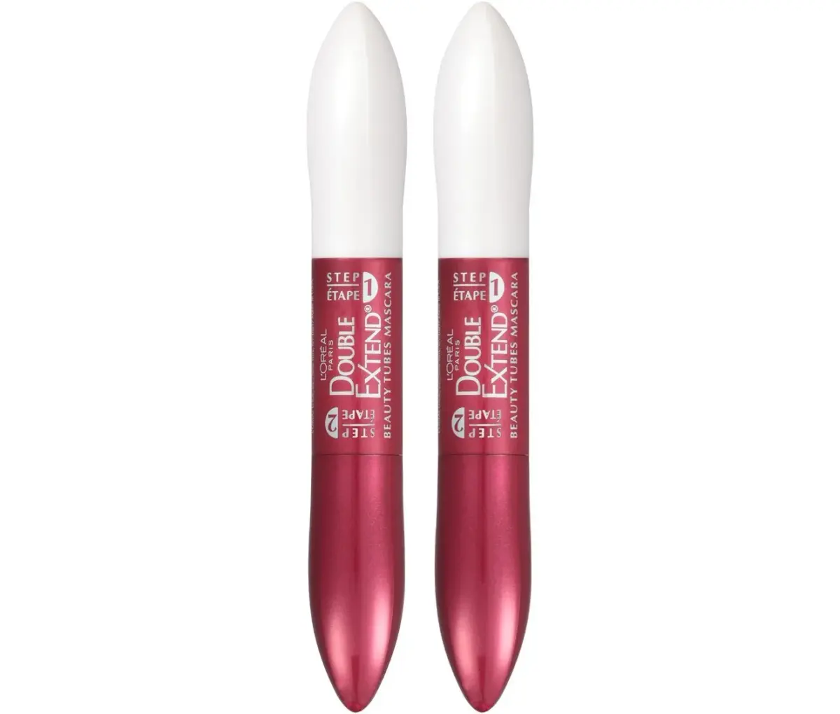 L'Oreal Paris Double Extend Tubing Mascara, Lengthening 2 Step Mascara, Blackest Black, 2x6.35ml (0.43 Fl Oz Total) | Smudge-Proof - view 2