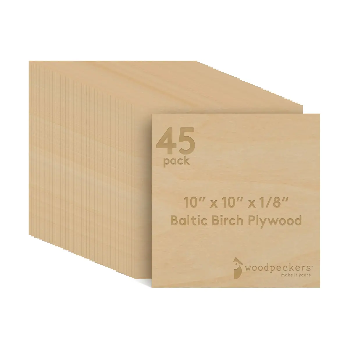 Woodpeckers Baltic Birch Plywood 10" x 10" | 3 mm 1/8 Craft Wood, B/BB Grade, Stronger Than Basswood - main product image