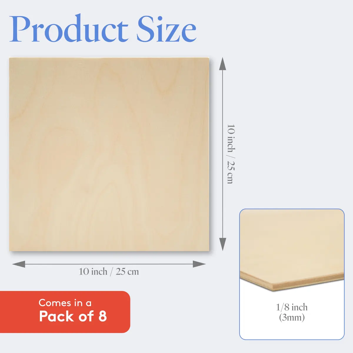 Woodpeckers Baltic Birch Plywood 10" x 10" | 3 mm (1/8") Craft Wood for Laser & CNC (8 Sheets) - view 2
