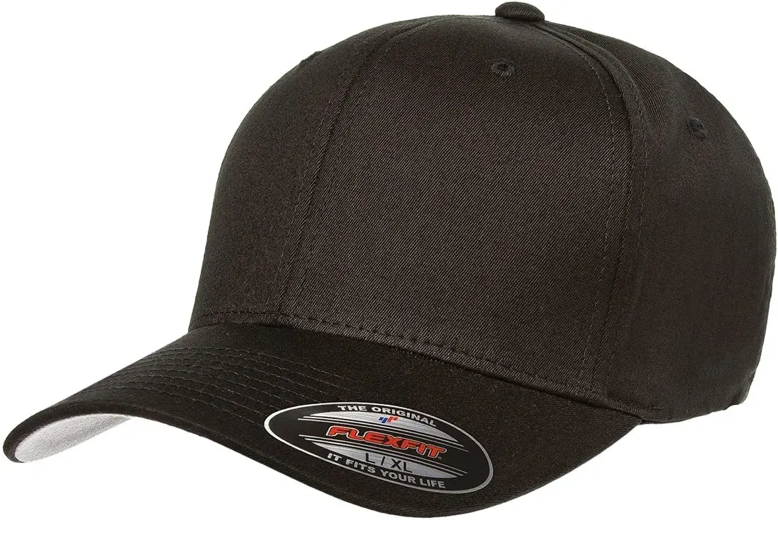Flexfit Cotton Twill Fitted Cap Black, Size S-M | Breathable All-Weather Comfort for Men & Women - main product image