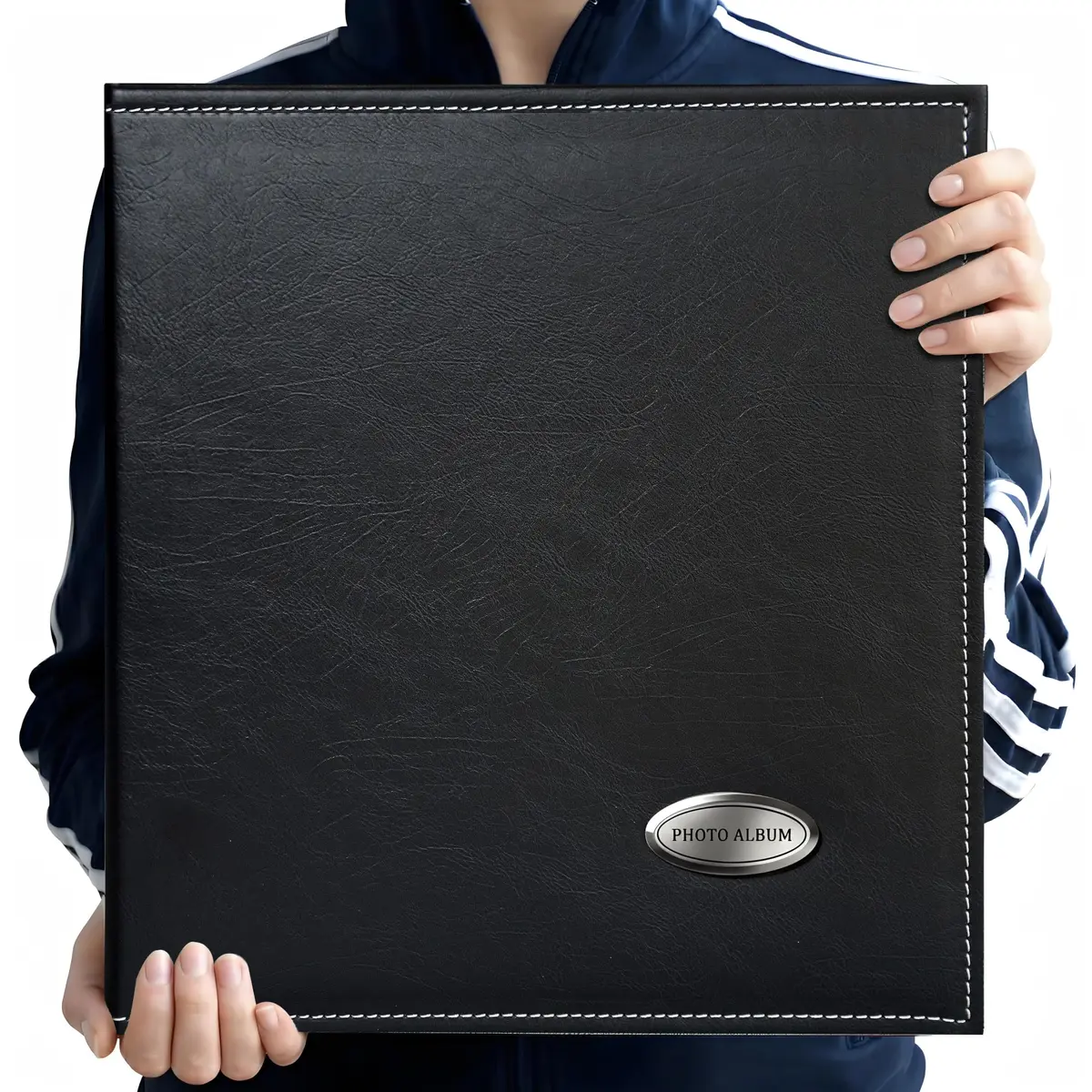 Zoview Self-Adhesive Photo Album Black Leather Cover 33.5cm (13.2in) | Holds 40 Pages of Various Photo Sizes - main product image