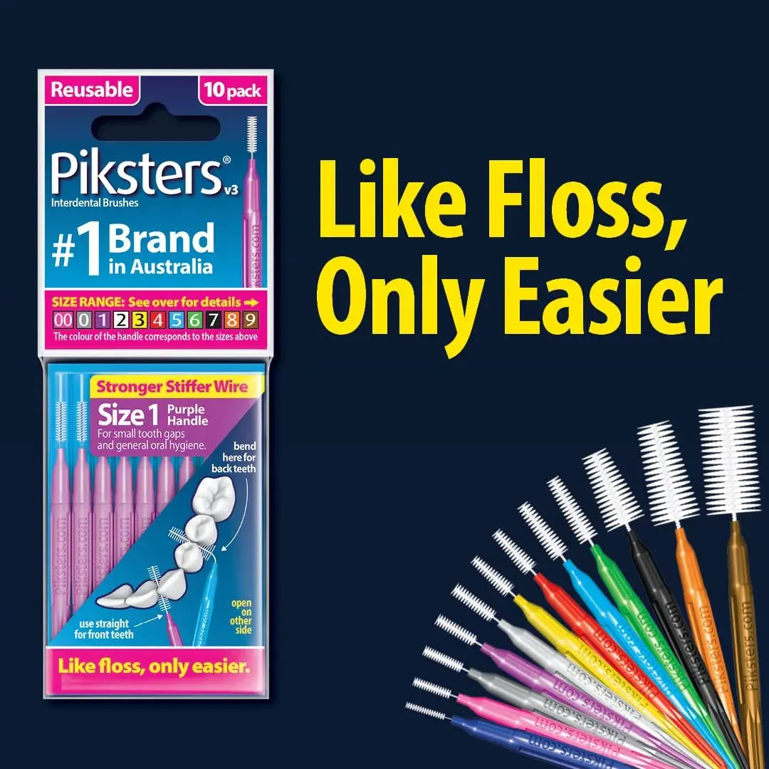 Piksters Interdental Brush Size 00 Pink 10 Pack | Specialist Tool for Extra Tight Gaps - view 7