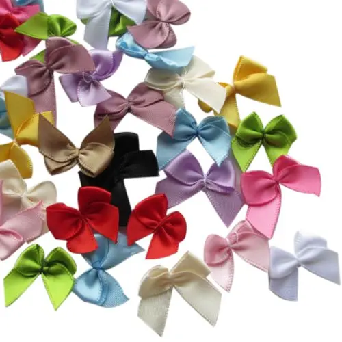Chenkou Craft Mini Satin Ribbon Bows 1" x3/4" Mix | DIY Craft Flowers & Bows - view 2