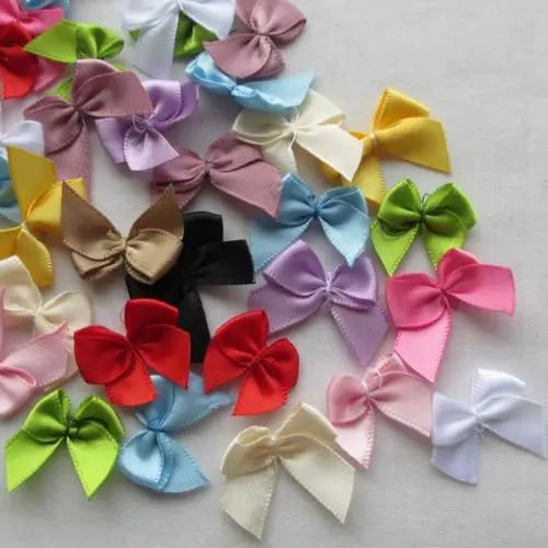 Chenkou Craft Mini Satin Ribbon Bows 1" x3/4" Mix | DIY Craft Flowers & Bows - view 3