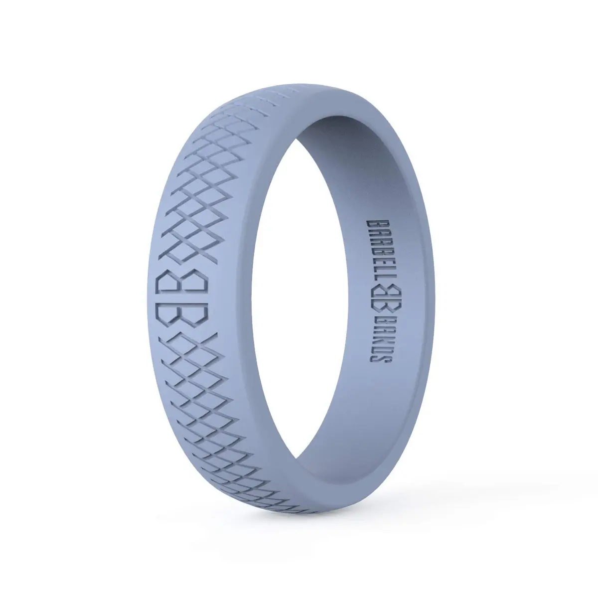 Barbell Bands Silicone Wedding Ring for Women - Light Gray, Size 8 | Medical Grade Silicone, 2.5mm Thick, Hypoallergenic - main product image