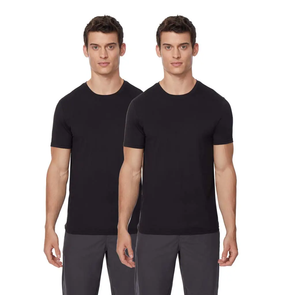 32 Degrees Men's 2pack Short Sleeve Crew Neck Wicking Tee, Black, Large | Moisture-Wicking, Quick Dry, Comfortable Fit - main product image