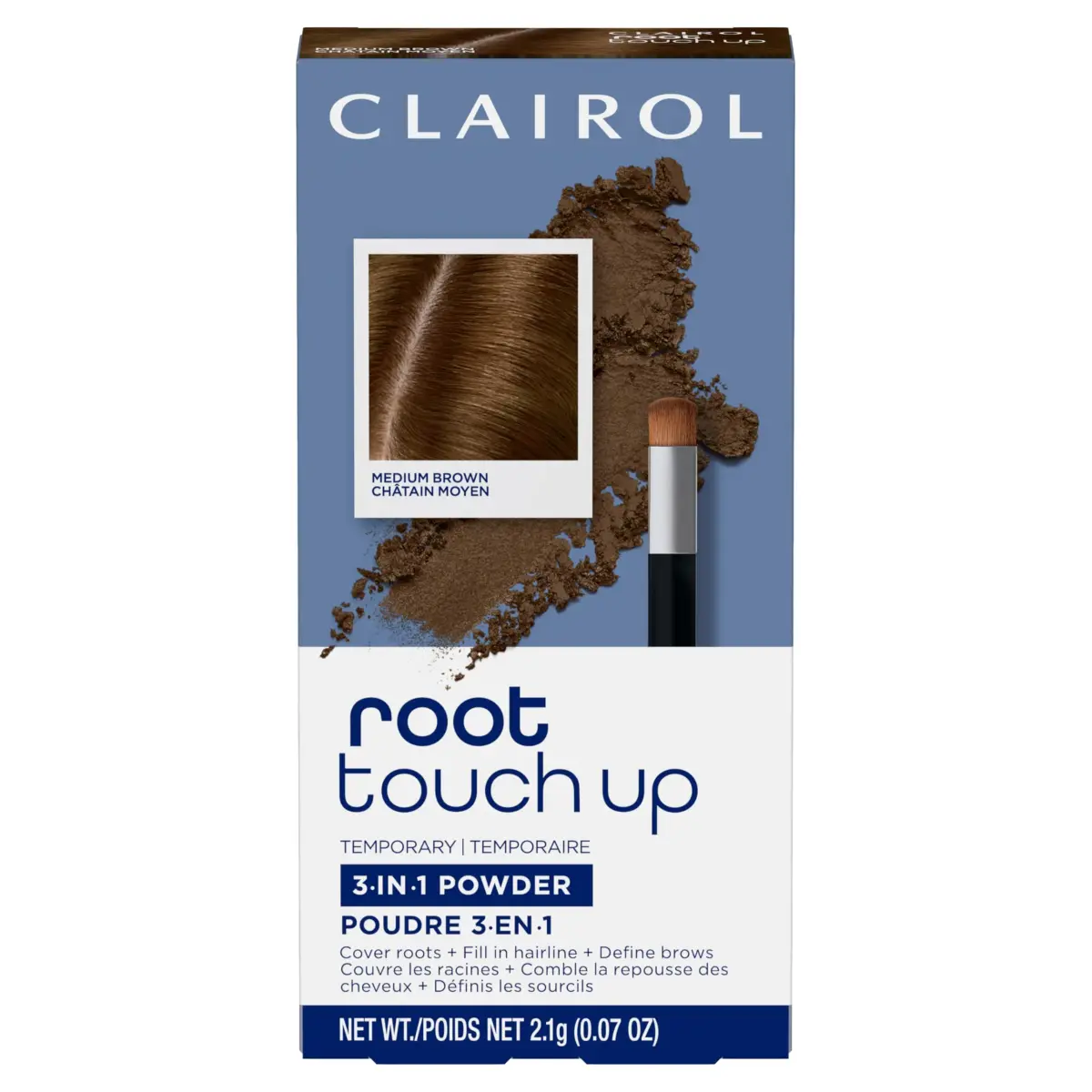 Clairol Root Touch-Up Powder Medium Brown | 0.07 oz (2 g) | Instantly Covers Roots & Defines Brows - main product image