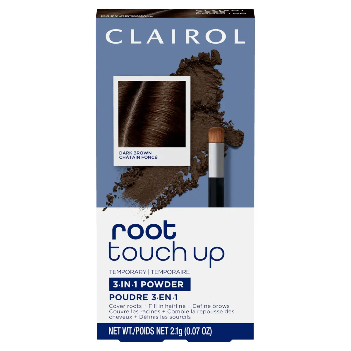 Clairol Root Touch-Up Powder Dark Brown Hair Color | Ammonia Free | Instantly Cover Roots + Define Eyebrows | 2.1g (0.07 Oz) - main product image