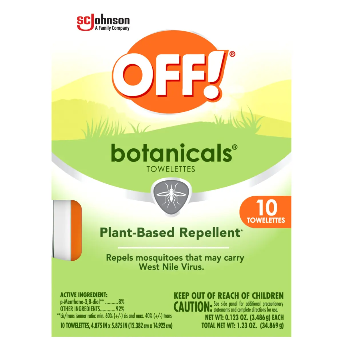 OFF! Botanicals Insect Repellent Wipes 10 Count | DEET-Free, Pine Oil Formula, Mosquito & Bug Protection - main product image