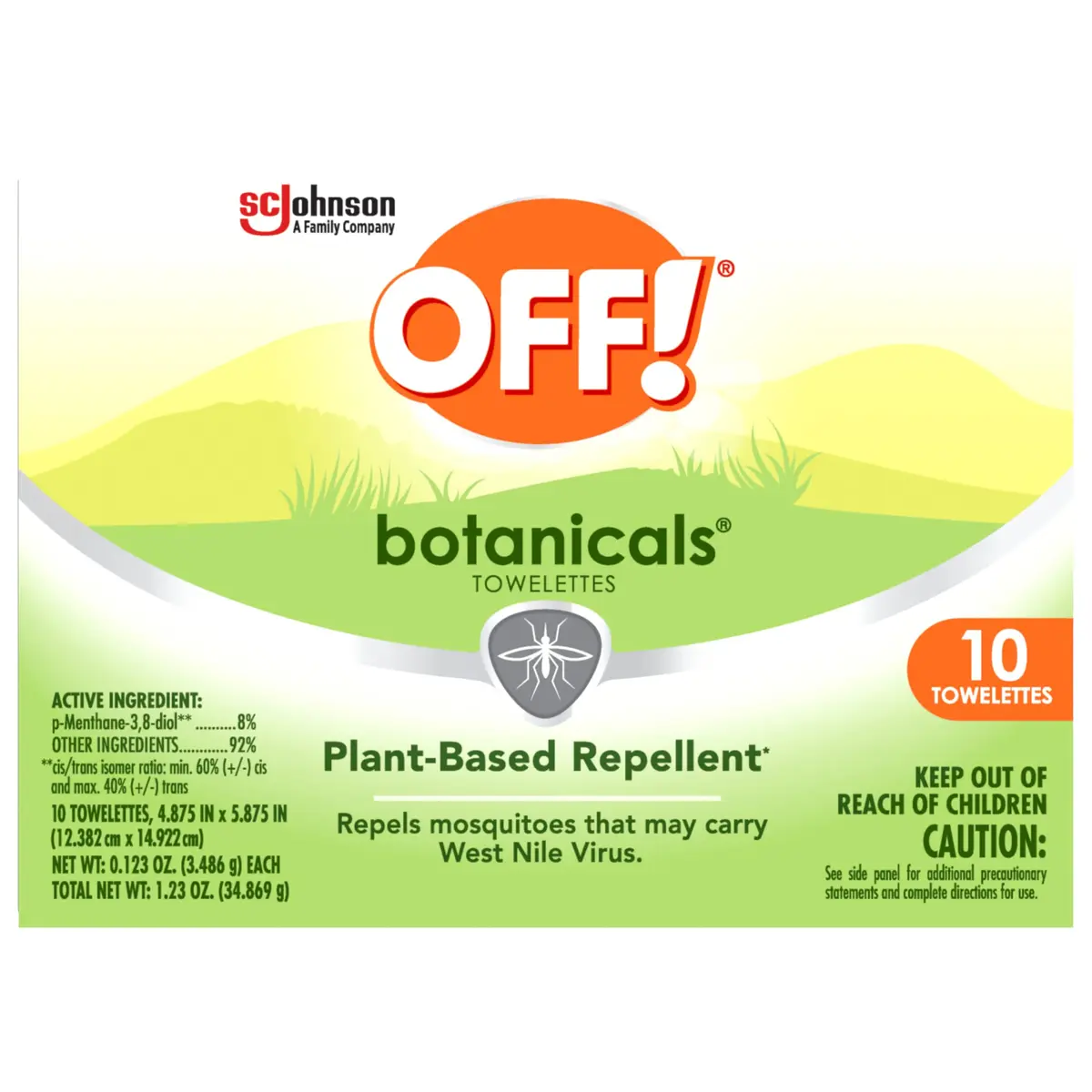 OFF! Botanicals Insect Repellent Wipes 10 Count | DEET-Free, Pine Oil Formula, Mosquito & Bug Protection - view 2