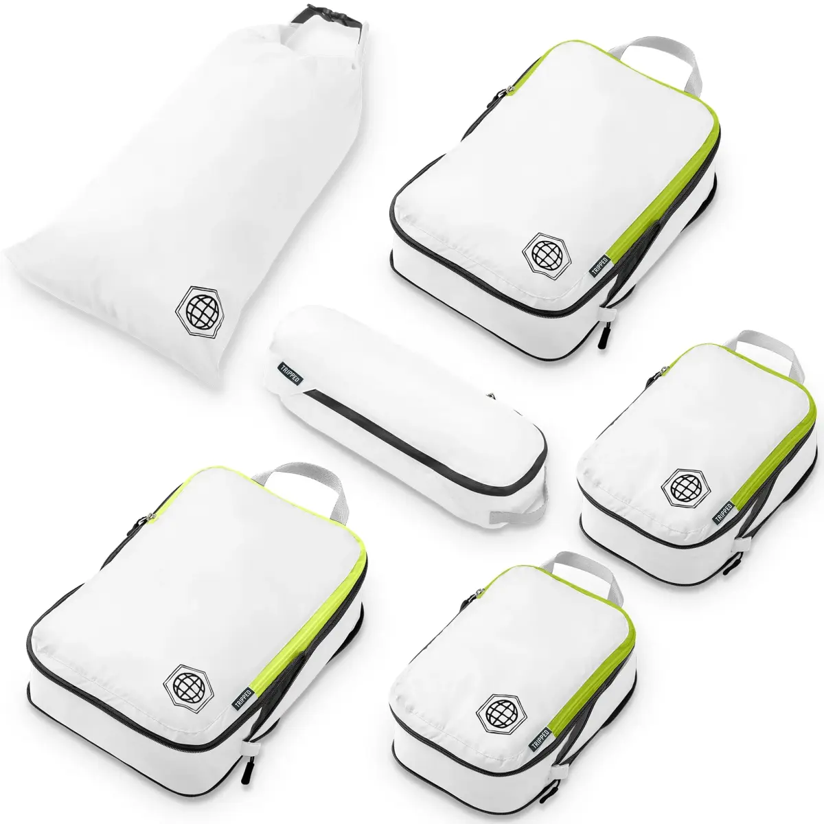 TRIPPED Travel Gear Compression Packing Cubes for Carry-On Travel 6-Pack | Ultralight Ripstop Nylon with Double-Stitched Zippers - main product image