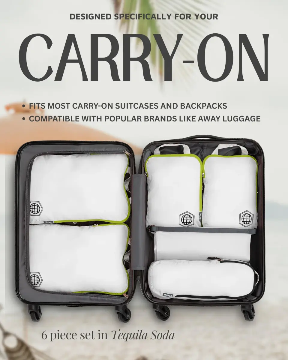 TRIPPED Travel Gear Compression Packing Cubes for Carry-On Travel 6-Pack | Ultralight Ripstop Nylon with Double-Stitched Zippers - view 8