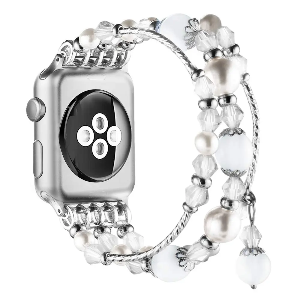 Simpeak Beaded Bracelet Band Compatible with Apple Watch Series 11/10 42mm | Fashion Elastic Strap for Women - main product image