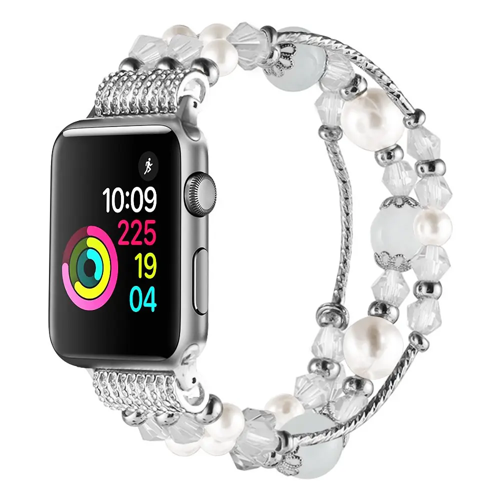 Simpeak Beaded Bracelet Band Compatible with Apple Watch Series 11/10 42mm | Fashion Elastic Strap for Women - view 2