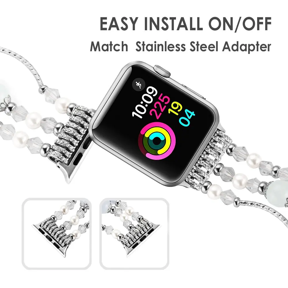 Simpeak Beaded Bracelet Band Compatible with Apple Watch Series 11/10 42mm | Fashion Elastic Strap for Women - view 4