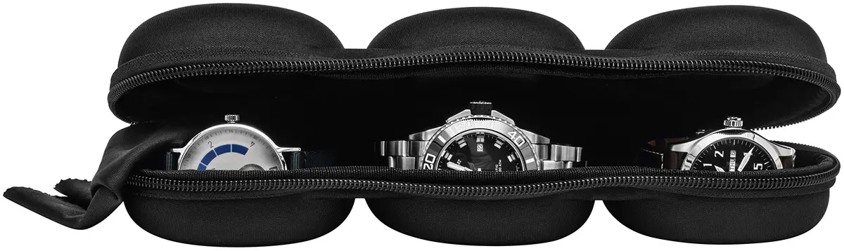 WATCHPOD Triple Watch Travel Case Storage Organizer For 3 Watches | Tough Portable Protection w/Zipper Fits All Wristwatches & Smart Watches Up To 50mm (Black) - view 4