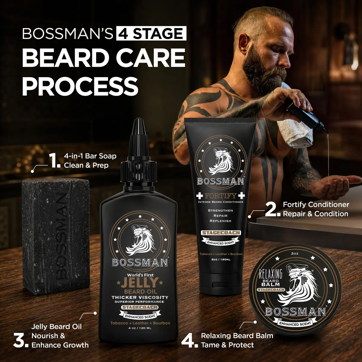 Bossman Jelly Beard Oil 4 oz | Thicker Formula, Texas Made, Stagecoach Scent, Alcohol-Free - view 8