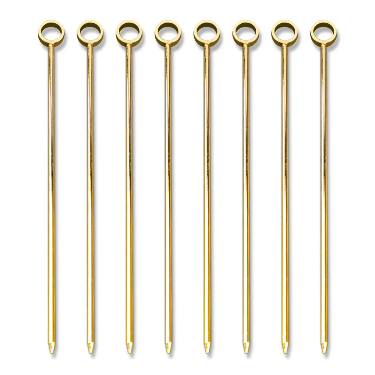 PuTwo Gold Steel Martini Decorative Appetizers Toothpicks 8pcs 4.25 Inch | Stylish Reusable Cocktail Picks - main product image