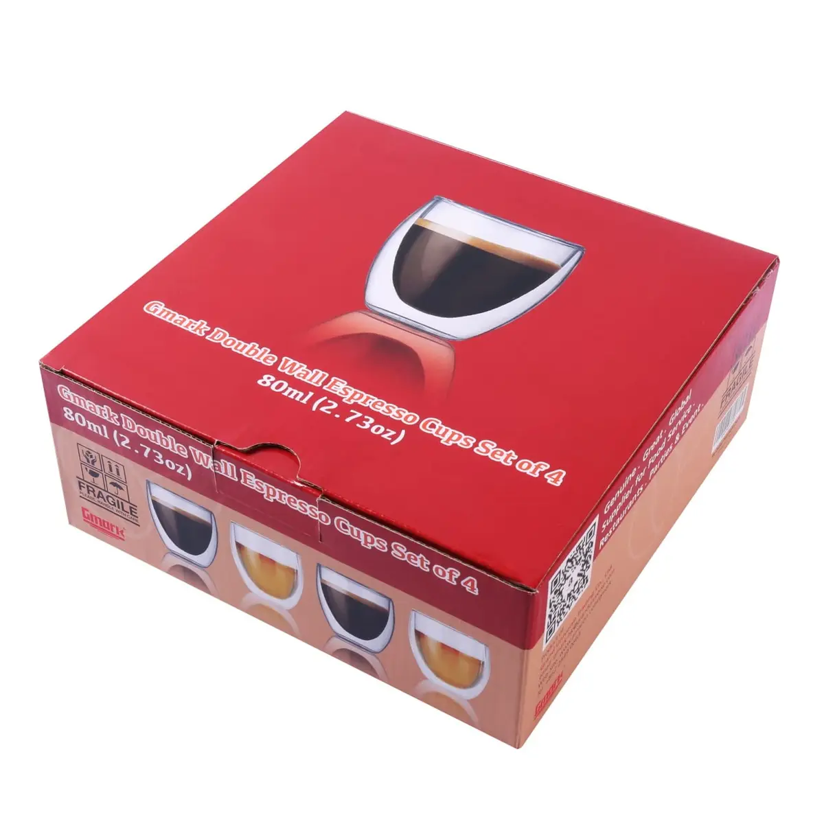 Gmark 2.7 oz Double Wall Glass Espresso Cups Set of 4 | Insulated Borosilicate Mini Demitasse Cups for Coffee & Tea - view 2