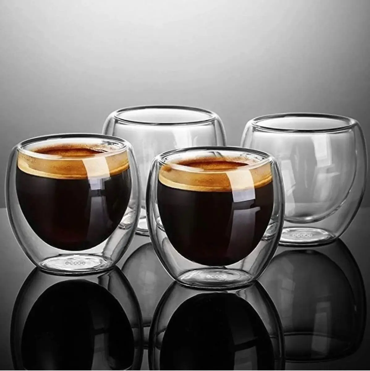Gmark 2.7 oz Double Wall Glass Espresso Cups Set of 4 | Insulated Borosilicate Mini Demitasse Cups for Coffee & Tea - view 4