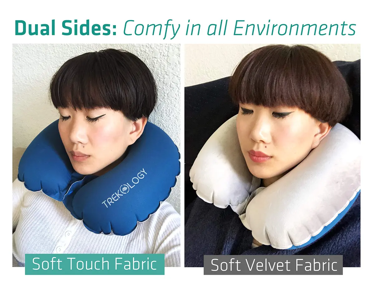 TREKOLOGY Inflatable Neck Pillow for Travel | Compact Ultralight Air Support with Button Inflation & Quick Deflate - view 2
