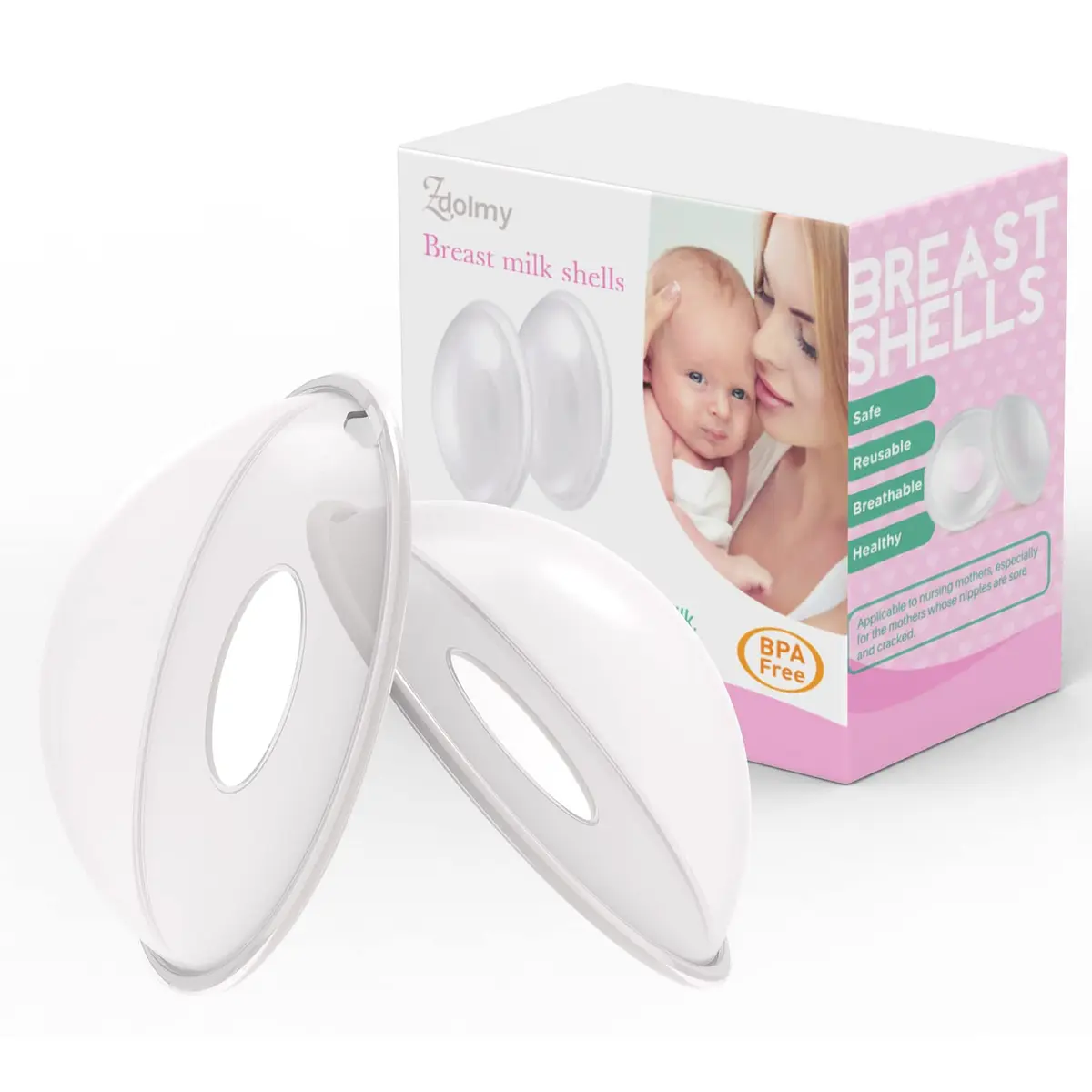 Zdolmy Breast Shells Milk Saver 2 Count (Pack of 1) | BPA-Free Reusable Silicone for Breast Milk Collection - main product image