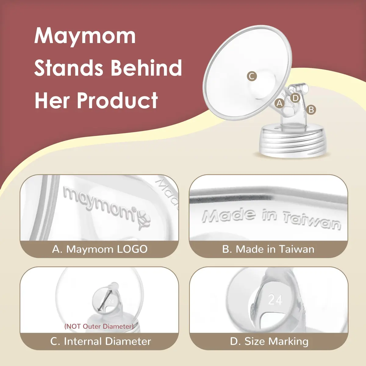 Maymom Wide Neck Pump Flanges for Spectra S1/S2 Pumps (24 mm, 2-Pack) | BPA-Free Replacement Parts for Indian Mothers - view 4