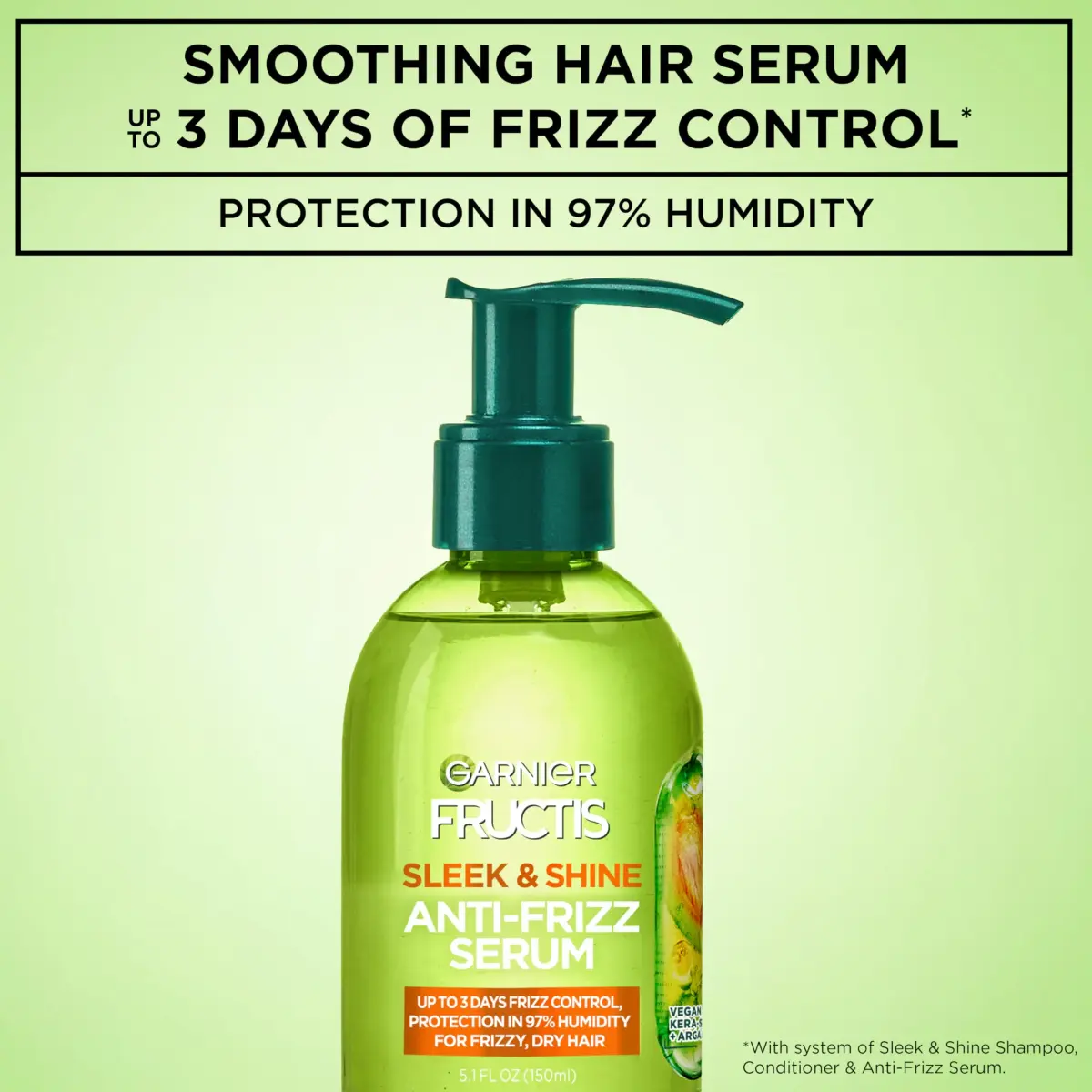Garnier Fructis Sleek & Shine Anti-Frizz Hair Serum 156ml (5.1 Fl Oz x2) | 72-Hour Frizz Control for Dry Hair - view 2