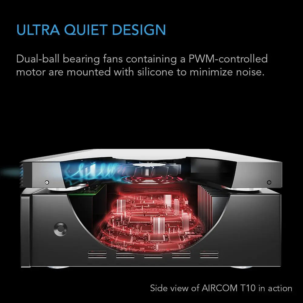 AC Infinity AIRCOM T10 17" Front-Exhaust Quiet Cooling Blower Fan System | 160 CFM, 24 dBA, Alloy Steel - view 4