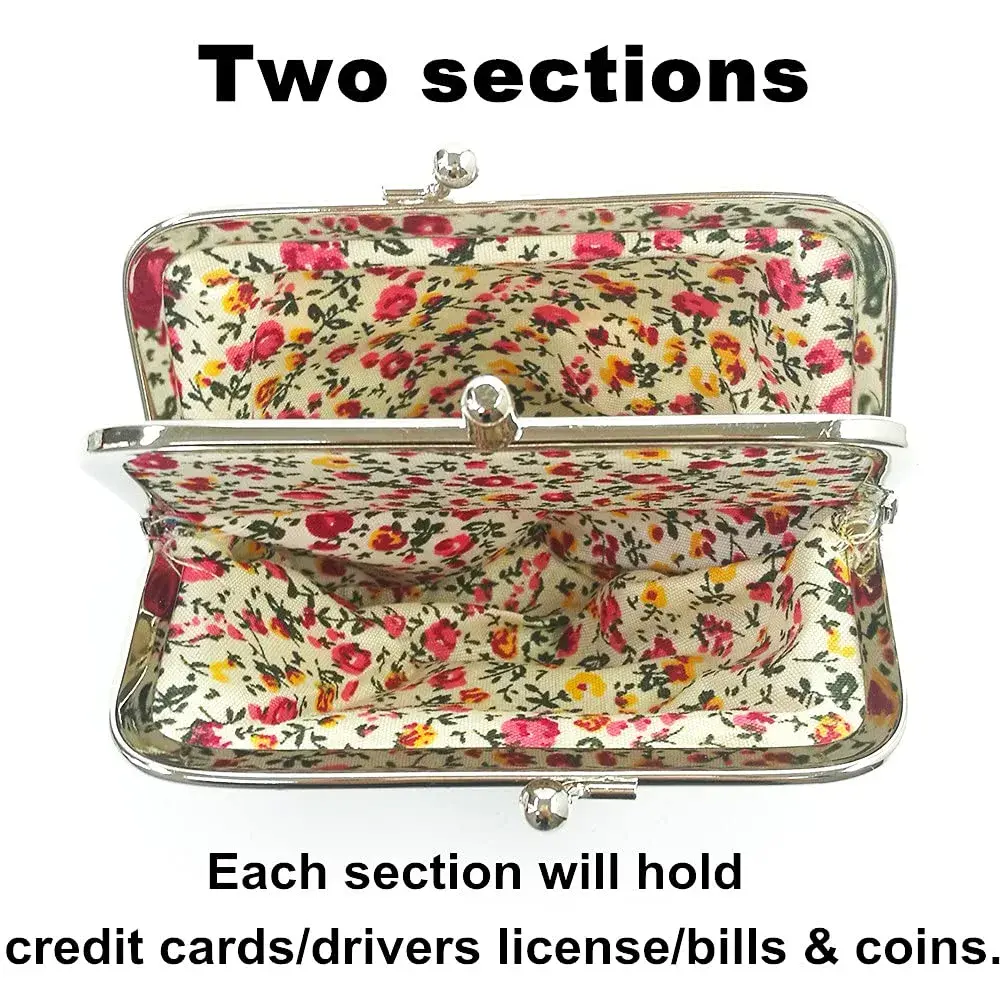Sanxiner Cute Floral Buckle Coin Purse 1.9cm (0.75in) | Kiss-Lock Change Purse with 2 Compartments - view 2