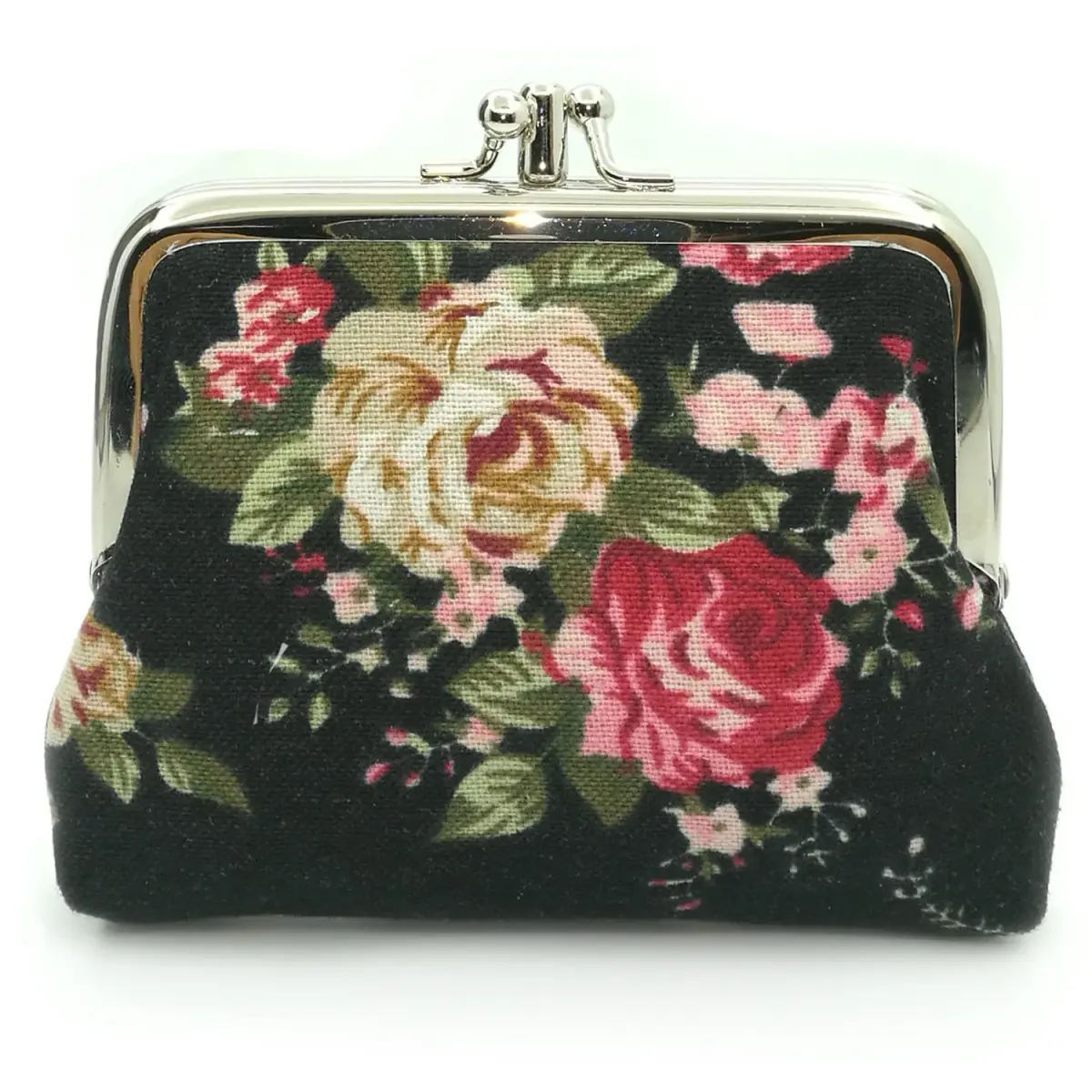 Sanxiner Cute Floral Kiss-Lock Coin Purse with 2 Compartments | Vintage Style Canvas Pouch - main product image
