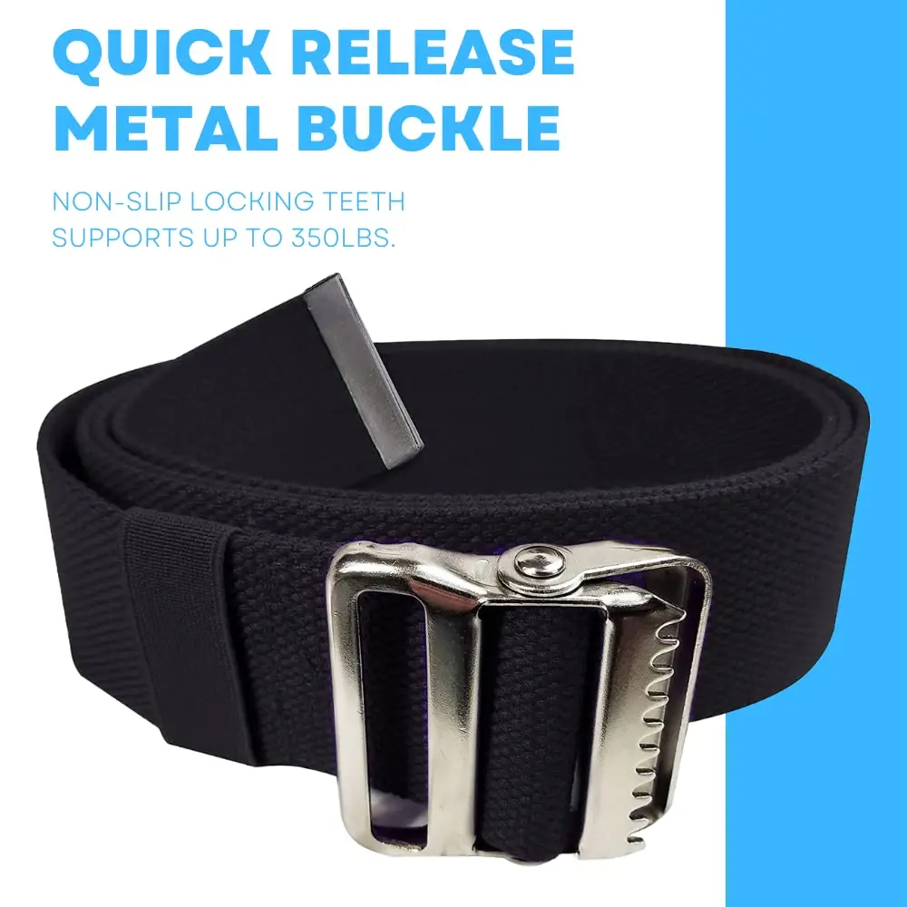 LiftAid Black Transfer and Gait Belt 152 cm (60 Inch) with Metal Buckle and Loop | Walking, Standing and Transfer Assist Aid for Seniors - view 4