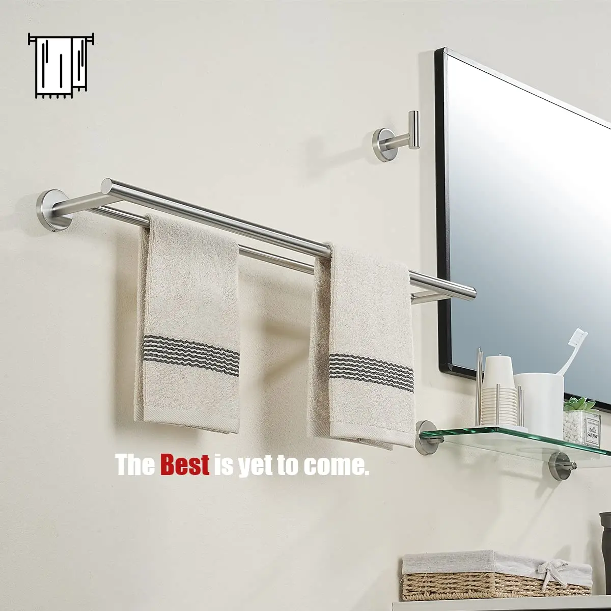 JQK Double Towel Bar 27 Inch (68.9 cm) Brushed Stainless Steel | Wall Mounted Bath Towel Rack with 24 Inch Usable Length - view 4