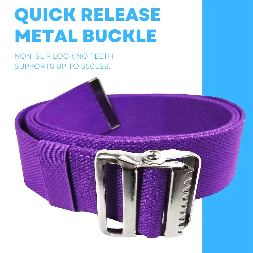 LiftAid Transfer and Gait Belt 60 Inch (152 cm) with Metal Buckle and Loop | Walking, Standing, and Transfer Assist Aid for Seniors, Elderly, Caregiver, Nurse, Therapist (Purple) - view 3