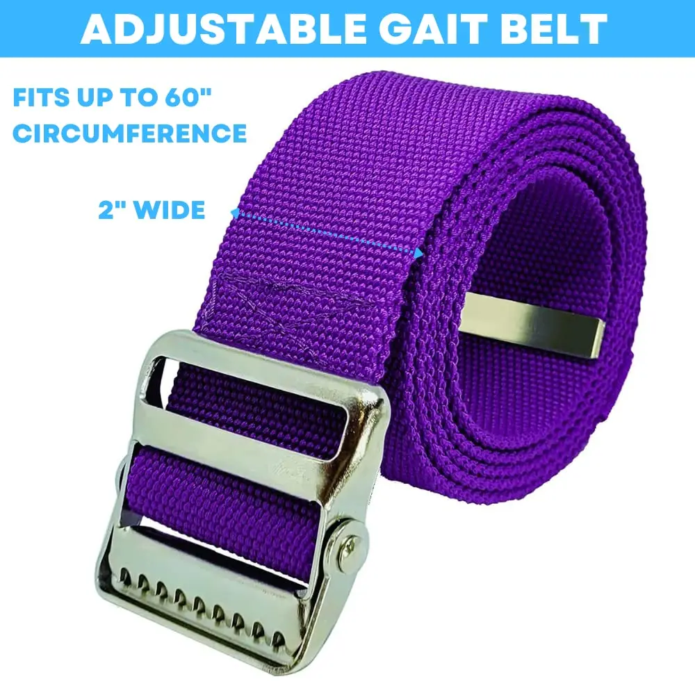 LiftAid Transfer and Gait Belt 60 Inch (152 cm) with Metal Buckle and Loop | Walking, Standing, and Transfer Assist Aid for Seniors, Elderly, Caregiver, Nurse, Therapist (Purple) - view 4