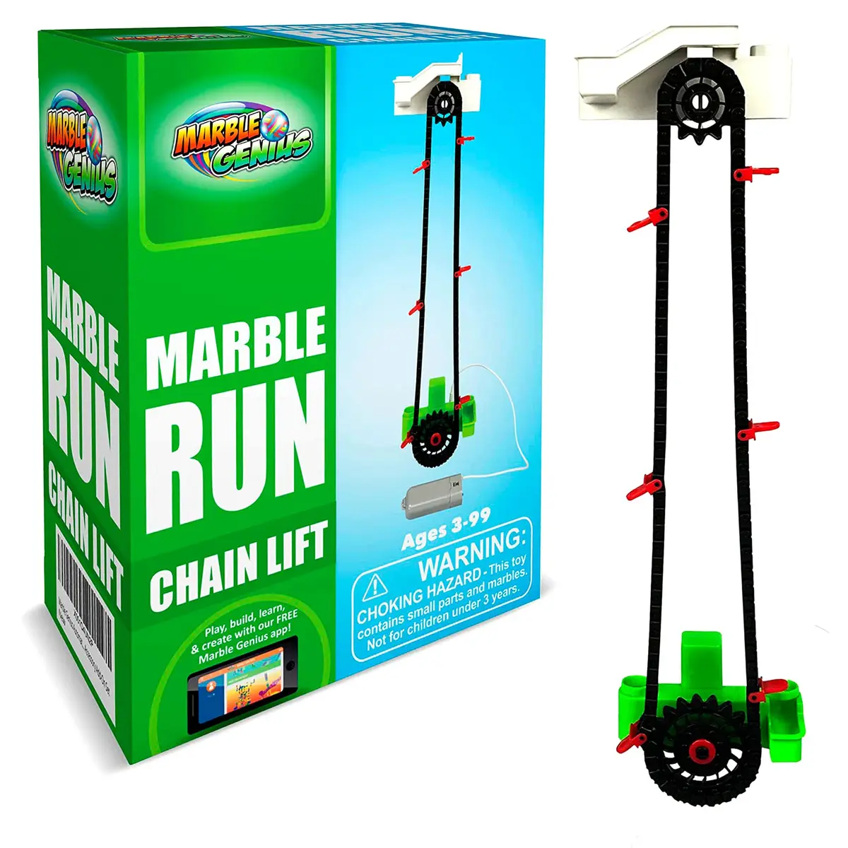 Marble Genius Automatic Chain Lift Marble Run Accessory Set | Endless Marble Loop with Automated Mechanism - main product image