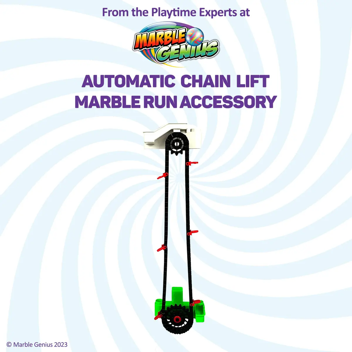 Marble Genius Automatic Chain Lift Marble Run Accessory Set | Endless Marble Loop with Automated Mechanism - view 2