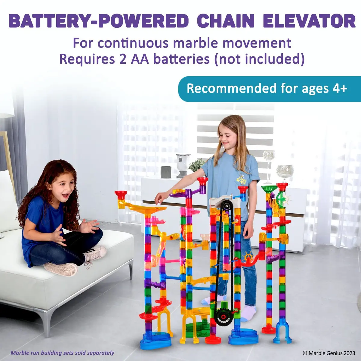 Marble Genius Automatic Chain Lift Marble Run Accessory Set | Endless Marble Loop with Automated Mechanism - view 3