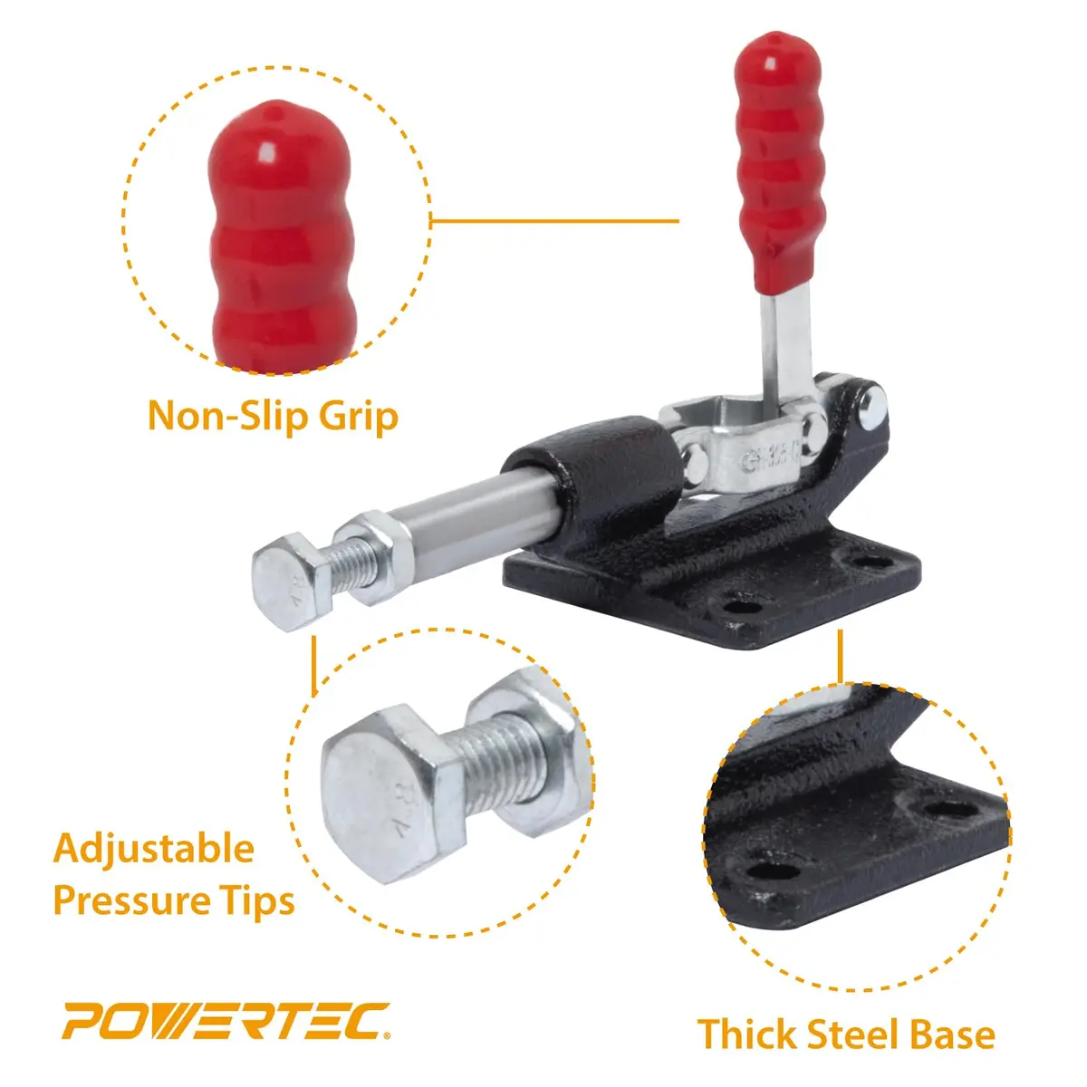 POWERTEC 20318 Push Pull Toggle Clamp 500 lbs Capacity 227 kg 6.4cm (2.5") Throat Depth | Heavy Duty Woodworking Hold Down Clamp - view 4