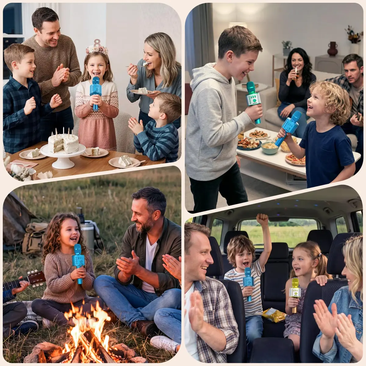 BONAOK Wireless Bluetooth Karaoke Microphone Q37 Blue | Portable Handheld Mic Speaker for Parties & All Smartphones - view 7