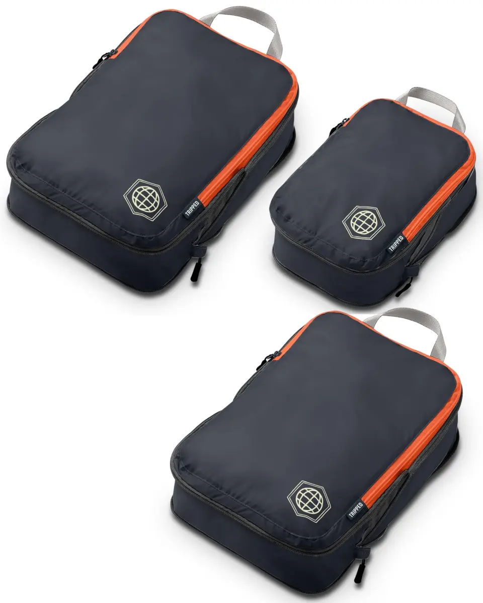 TRIPPED Travel Gear Compression Packing Cubes for Carry-On Travel 3-Pack | Ultralight Ripstop Nylon with Double-Stitched Zippers - main product image