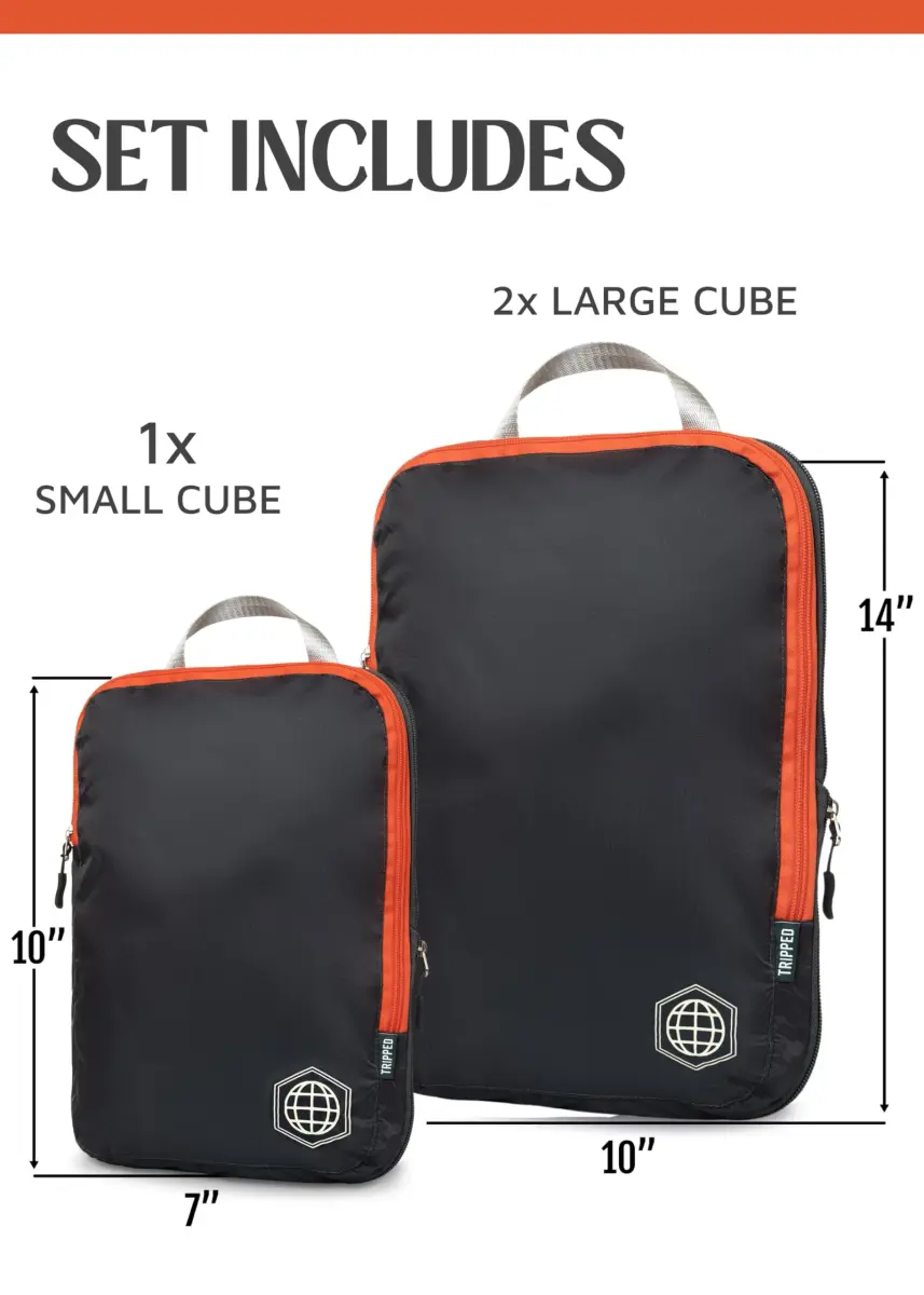 TRIPPED Travel Gear Compression Packing Cubes for Carry-On Travel 3-Pack | Ultralight Ripstop Nylon with Double-Stitched Zippers - view 4