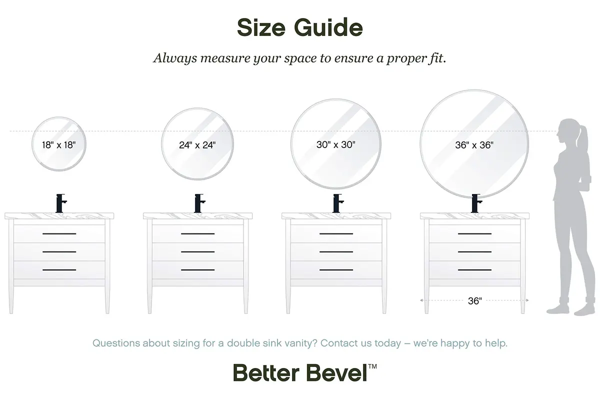 The Better Bevel Frameless Round Circle Mirror 24" x 24" | Beveled Edge Bathroom Wall Mirror - view 7