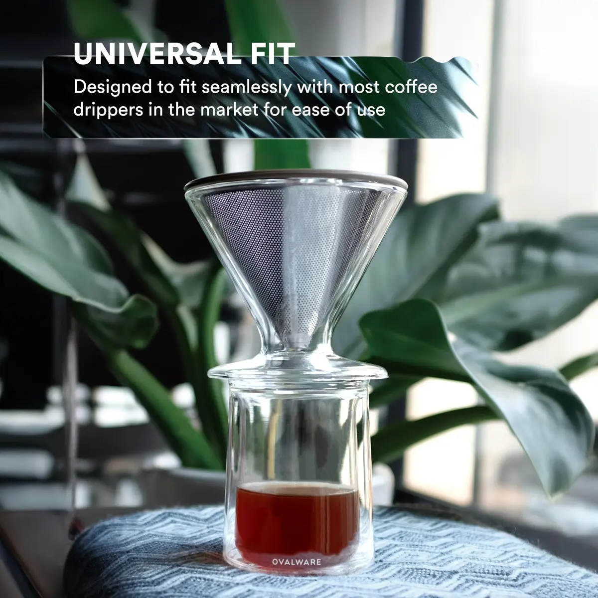ovalware Double Wall Insulated Glass Cup Set of 2 (350ml / 12oz) | Keeps Drinks Hot or Cold for Hours - view 6