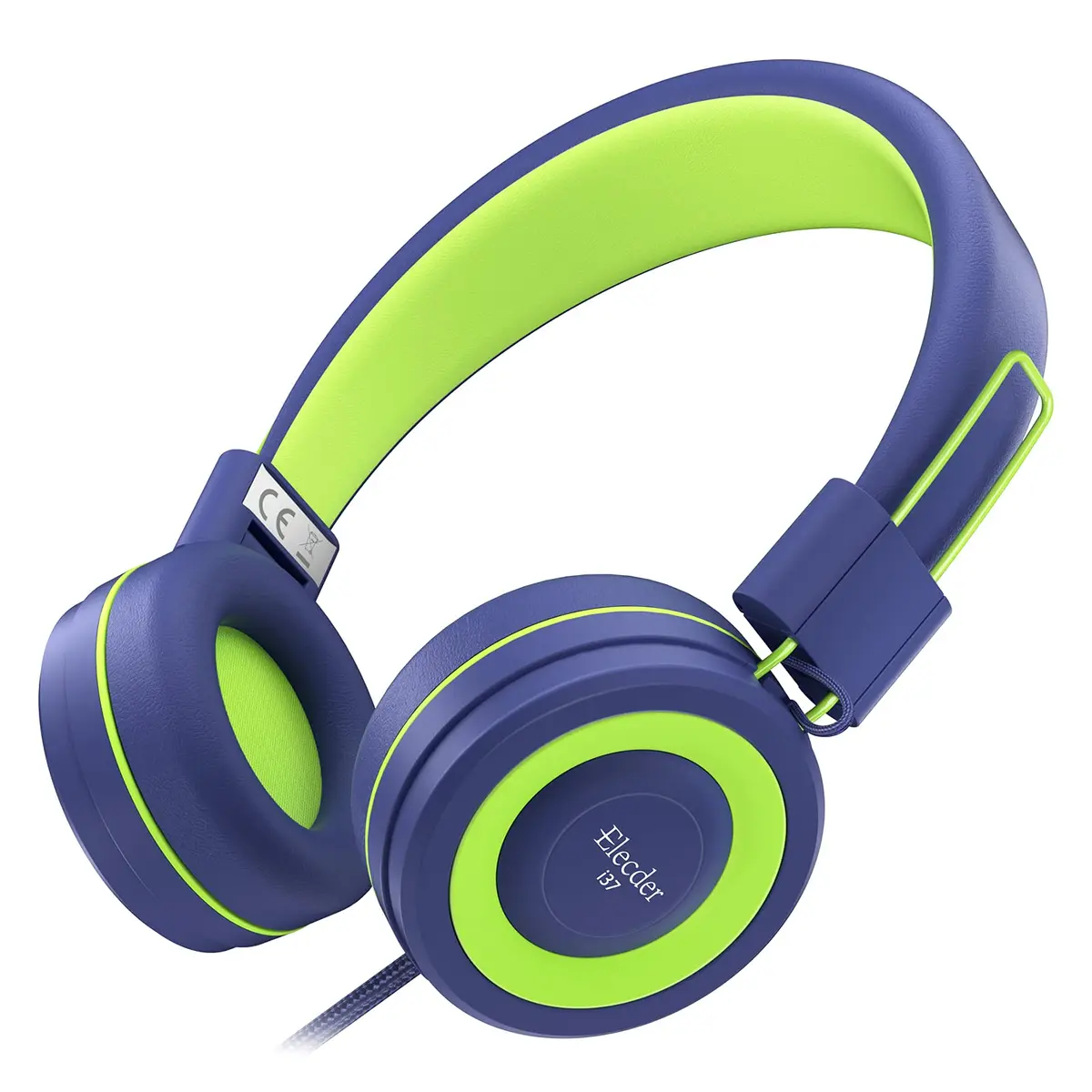 ELECDER i37 Kids Headphones with Cord Wired for School Classroom, Navy | Foldable, Adjustable, Comfortable - main product image