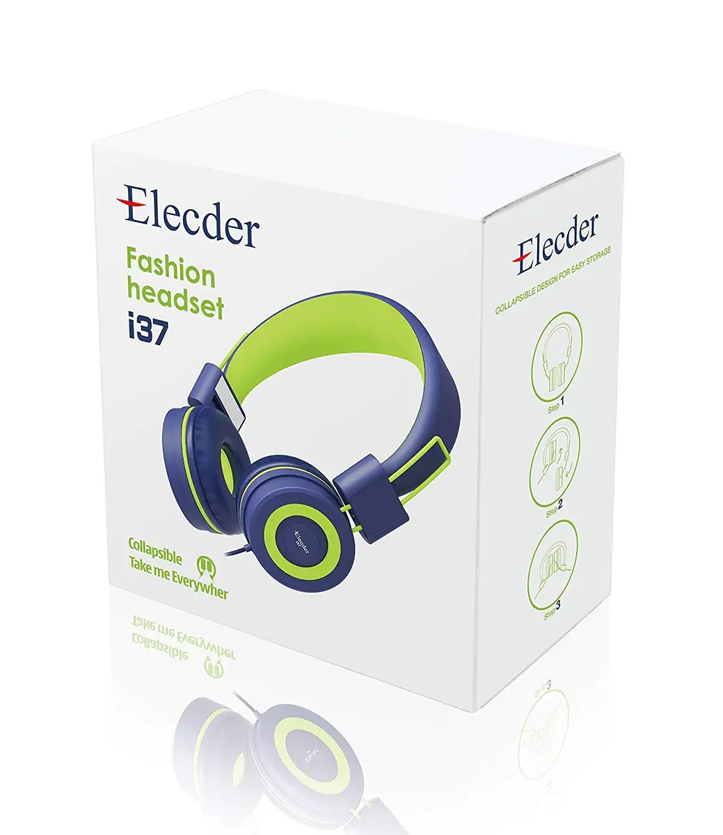 ELECDER i37 Kids Headphones with Cord Wired for School Classroom, Navy | Foldable, Adjustable, Comfortable - view 6