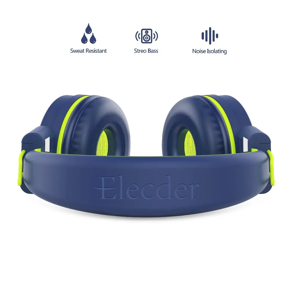 ELECDER i37 Kids Headphones with Cord Wired for School Classroom, Navy | Foldable, Adjustable, Comfortable - view 3